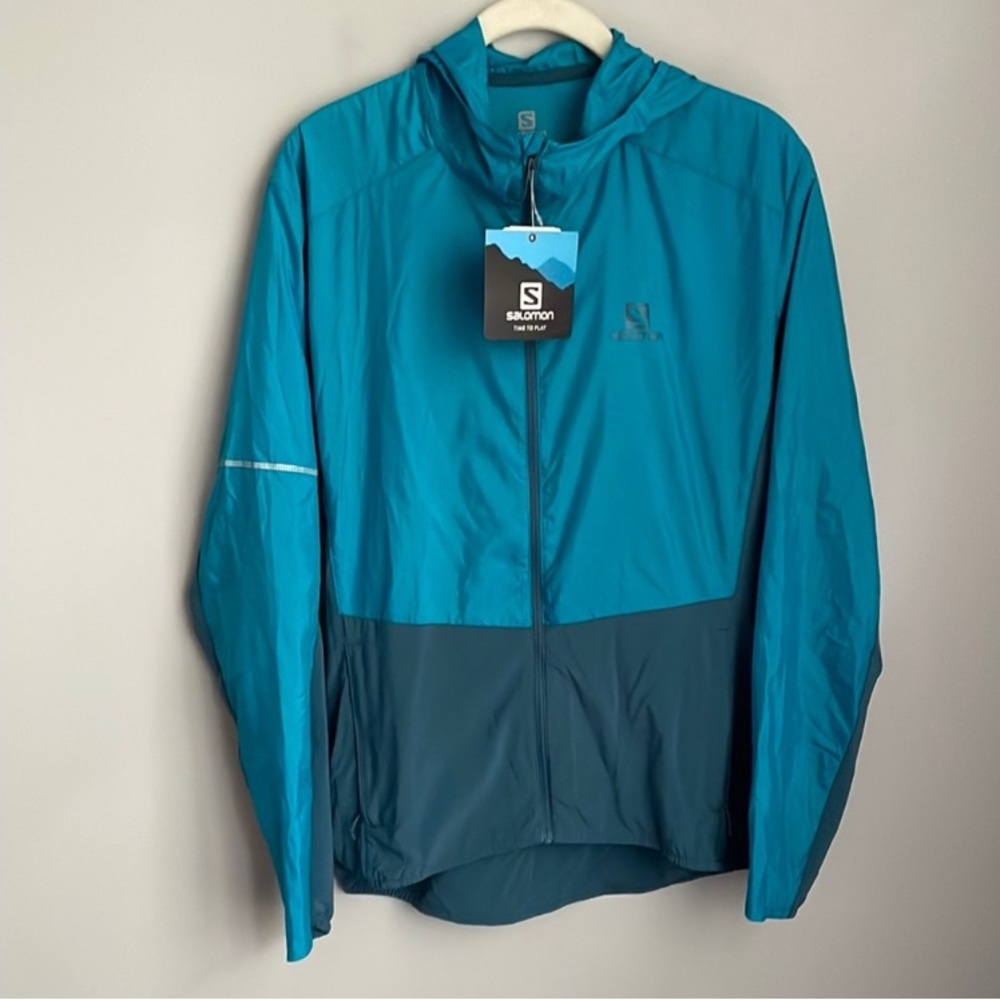 New Salomon Teal Hooded Lightweight
Jacket Size Small